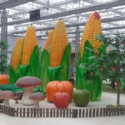 厂家定制玻璃钢仿真玉米雕塑制作 大型农作物景观雕塑设计